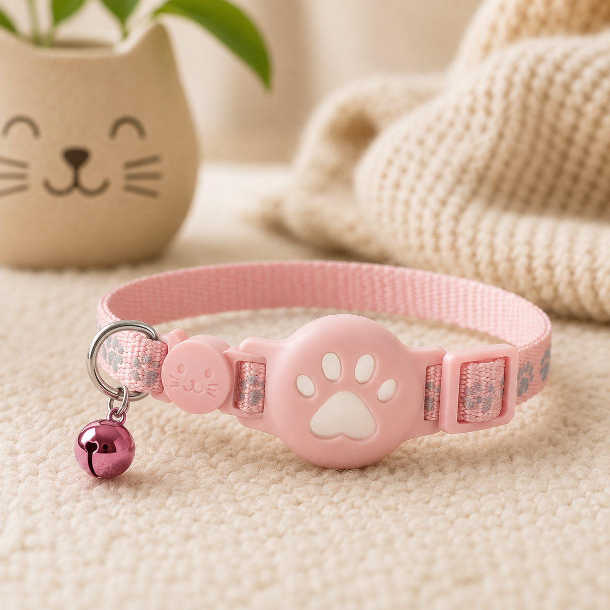 GPS Cat Collar with Live Tracker & App Adjustable Waterproof Reflective Safety Design for Cats | Sansoti