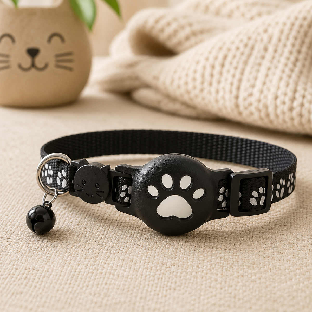 GPS Cat Collar with Live Tracker & App Adjustable Waterproof Reflective Safety Design for Cats | Sansoti