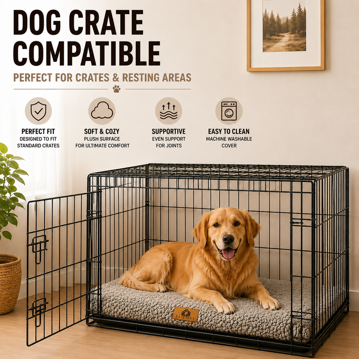Orthopedic Dog Mat with Memory Foam Washable Cover Non-Slip Base Water-Resistant Comfortable Five Sizes | Sansoti