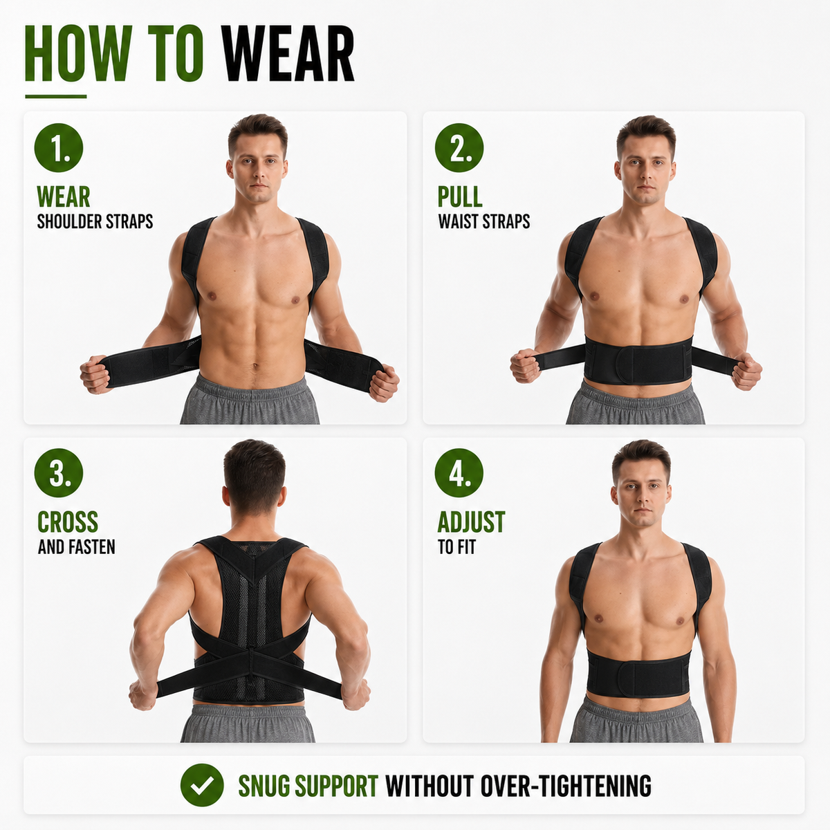 Adjustable Unisex Posture Corrector Back Support Bandage Lumbar Support Breathable Comfortable Daily Use | Sansoti