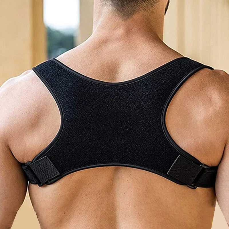 Adjustable Shoulder Brace for Improved Posture and Back Support Comfortable Wearable Black Unisex | Sansoti