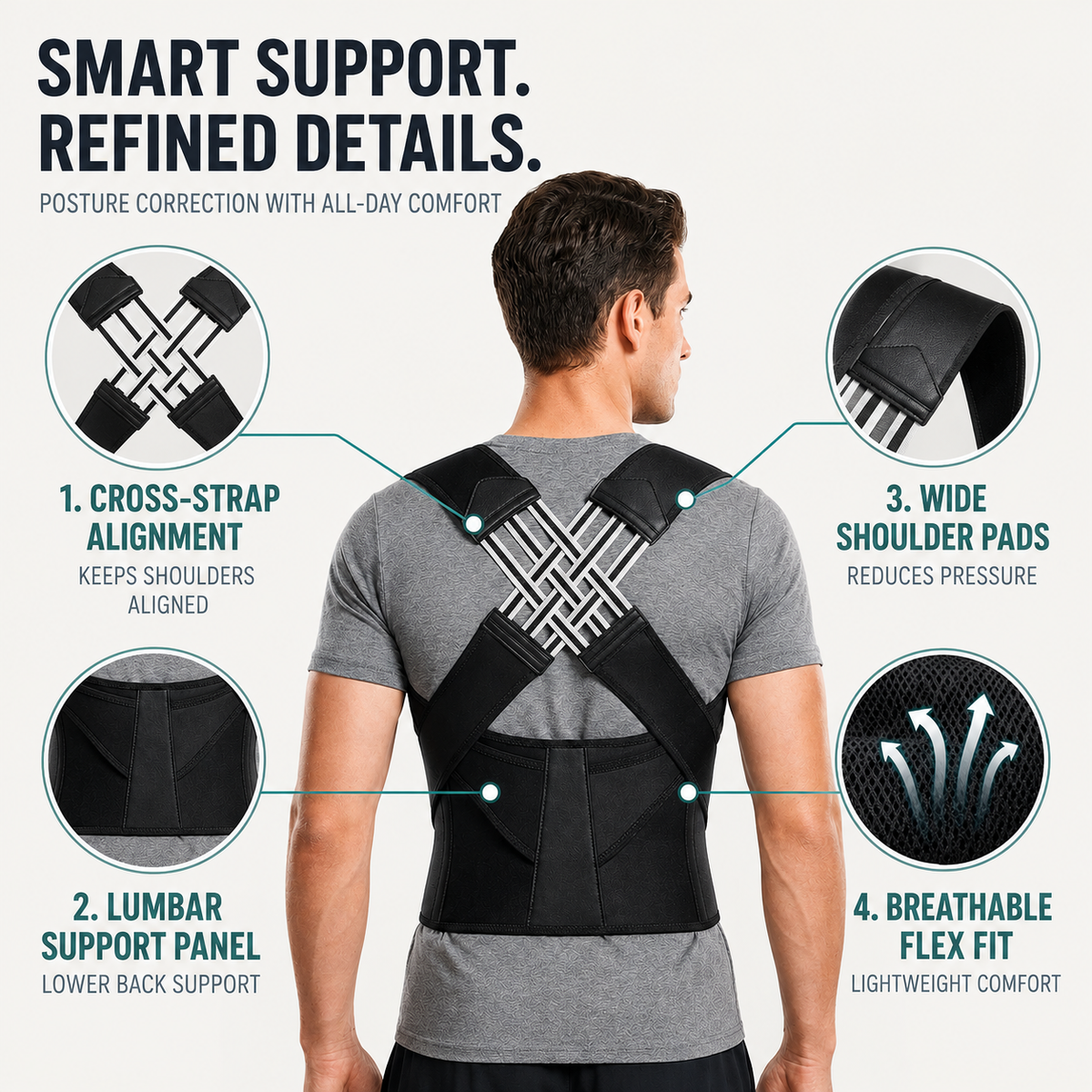 Adjustable Posture Corrector Brace for Shoulder and Upper Back Support Breathable Comfortable Unisex | Sansoti
