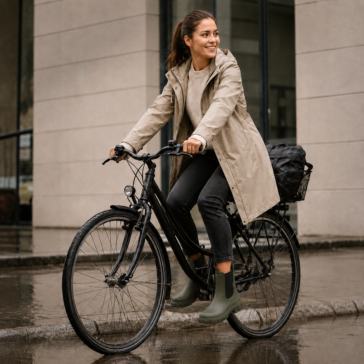 Wasserabweisende Chelsea-Regenstiefel für Damen mit rutschfester Gummisohle, zum Hineinschlüpfen, knöchelhoch, für Herbst und Winter, bequem | Sansoti