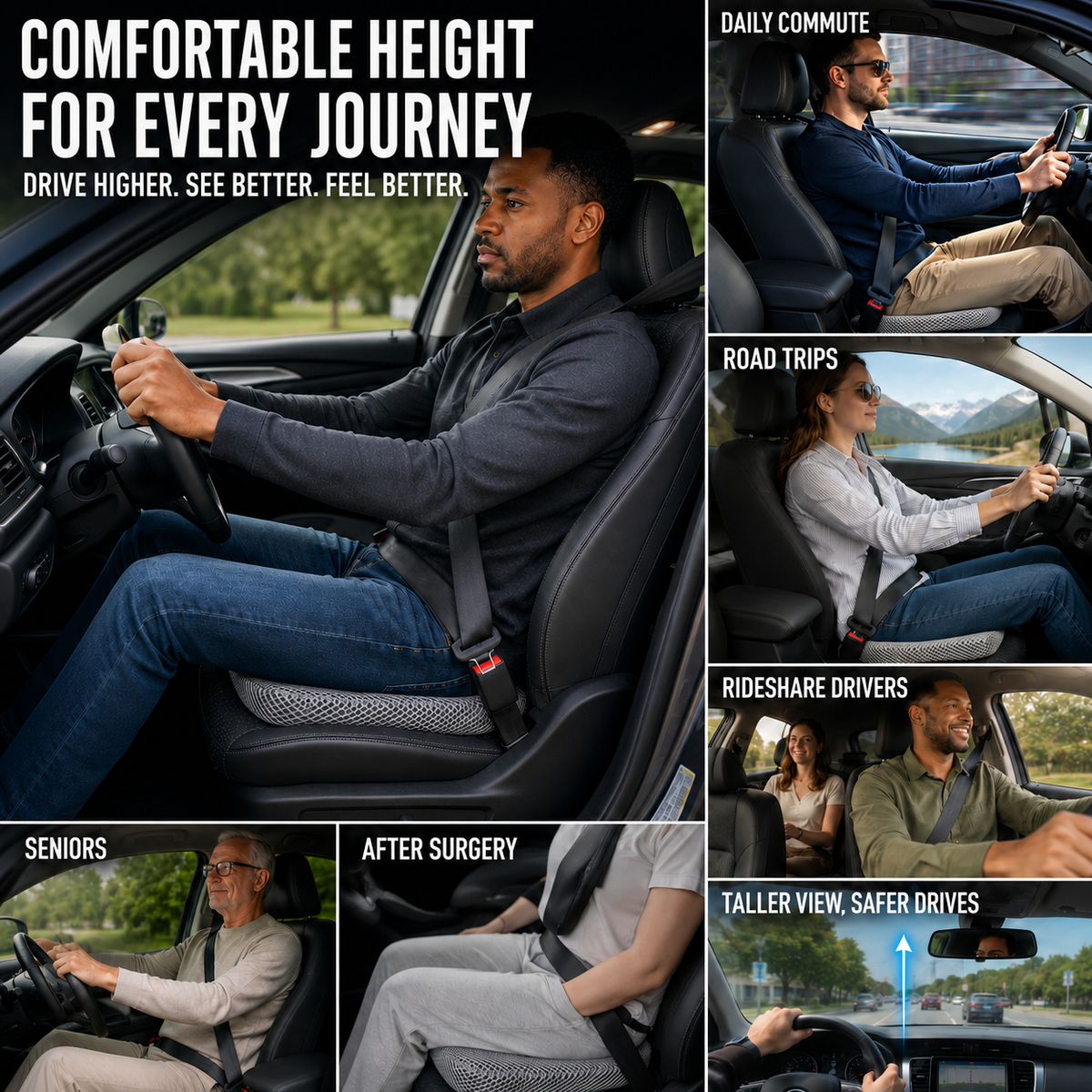 Zitkussen Auto met Honingraatstructuur Ademend Comfort Verhoging Stoelkussen Ergonomisch Autorijden Lange Ritten | Sansoti