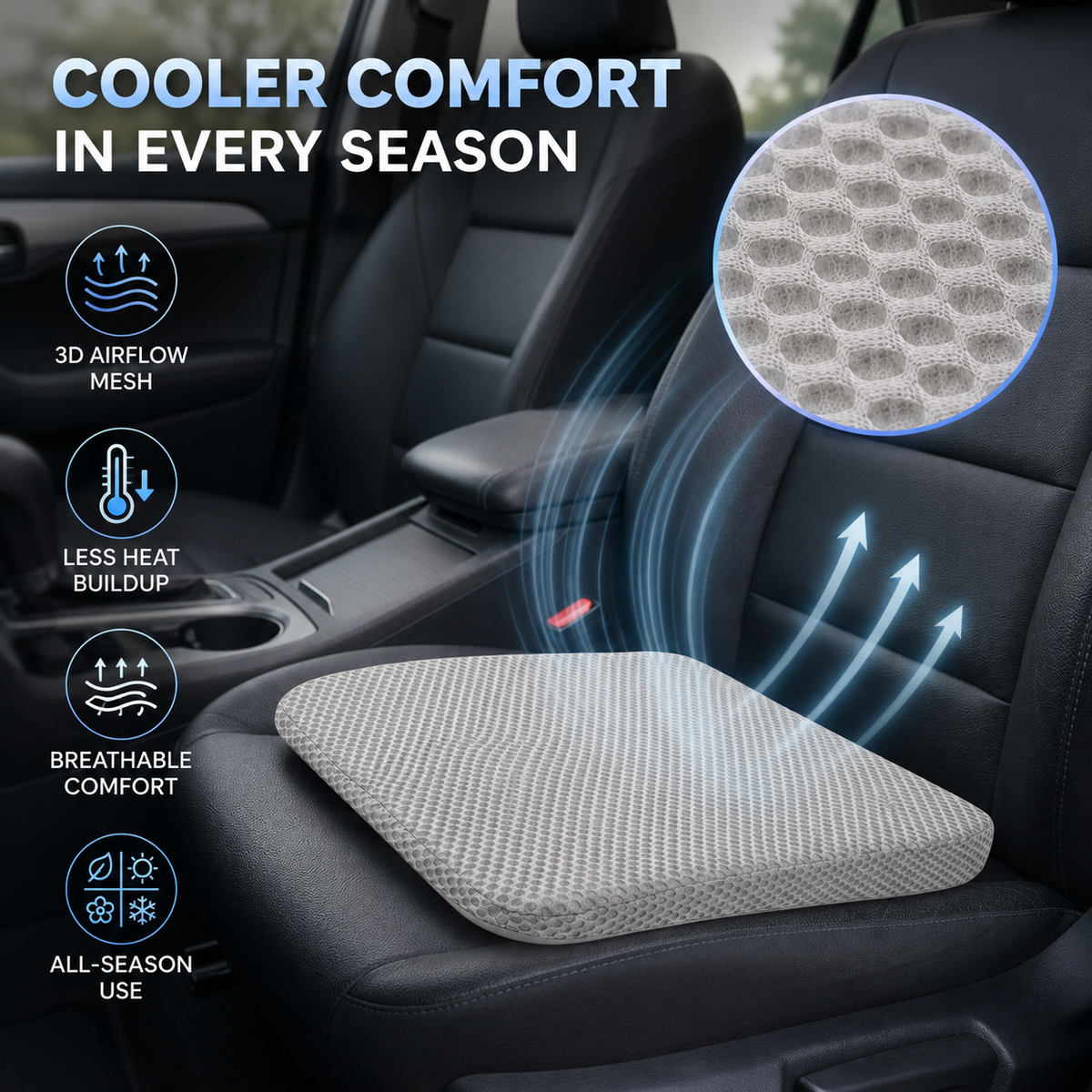 Zitkussen Auto met Honingraatstructuur Ademend Comfort Verhoging Stoelkussen Ergonomisch Autorijden Lange Ritten | Sansoti