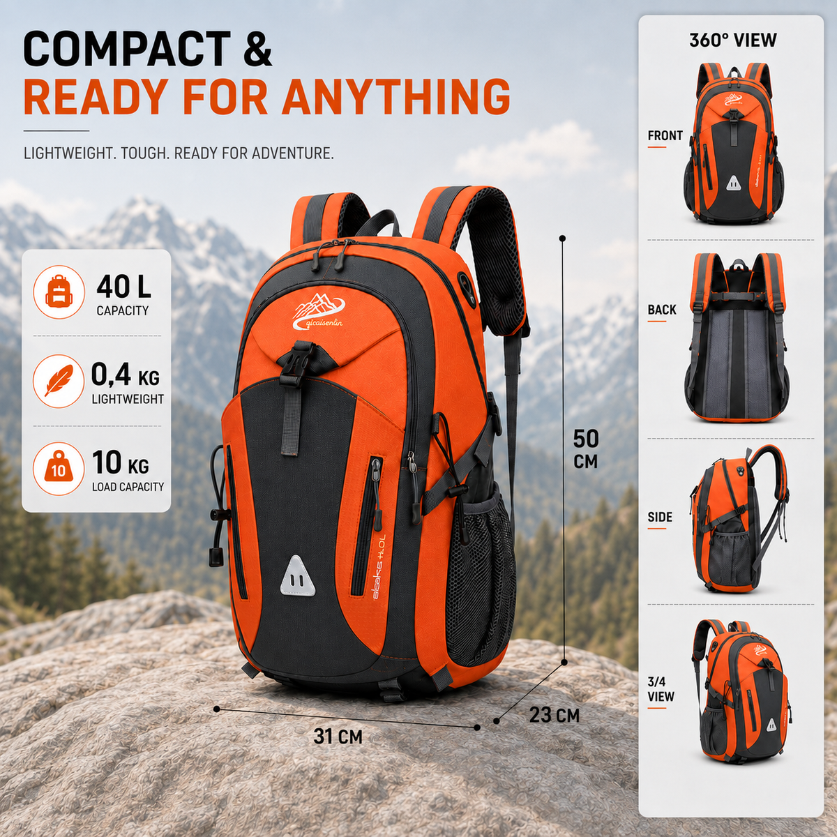 40L Hiking Backpack with Multiple Compartments Adjustable Carrying Comfort Hiking Outdoor Daily Use Backpack | Sansoti