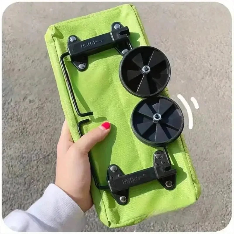 Foldable Shopping Trolley with Wheels Backpack Function 41x15x46cm Green Orange Black Blue Groceries | Sansoti