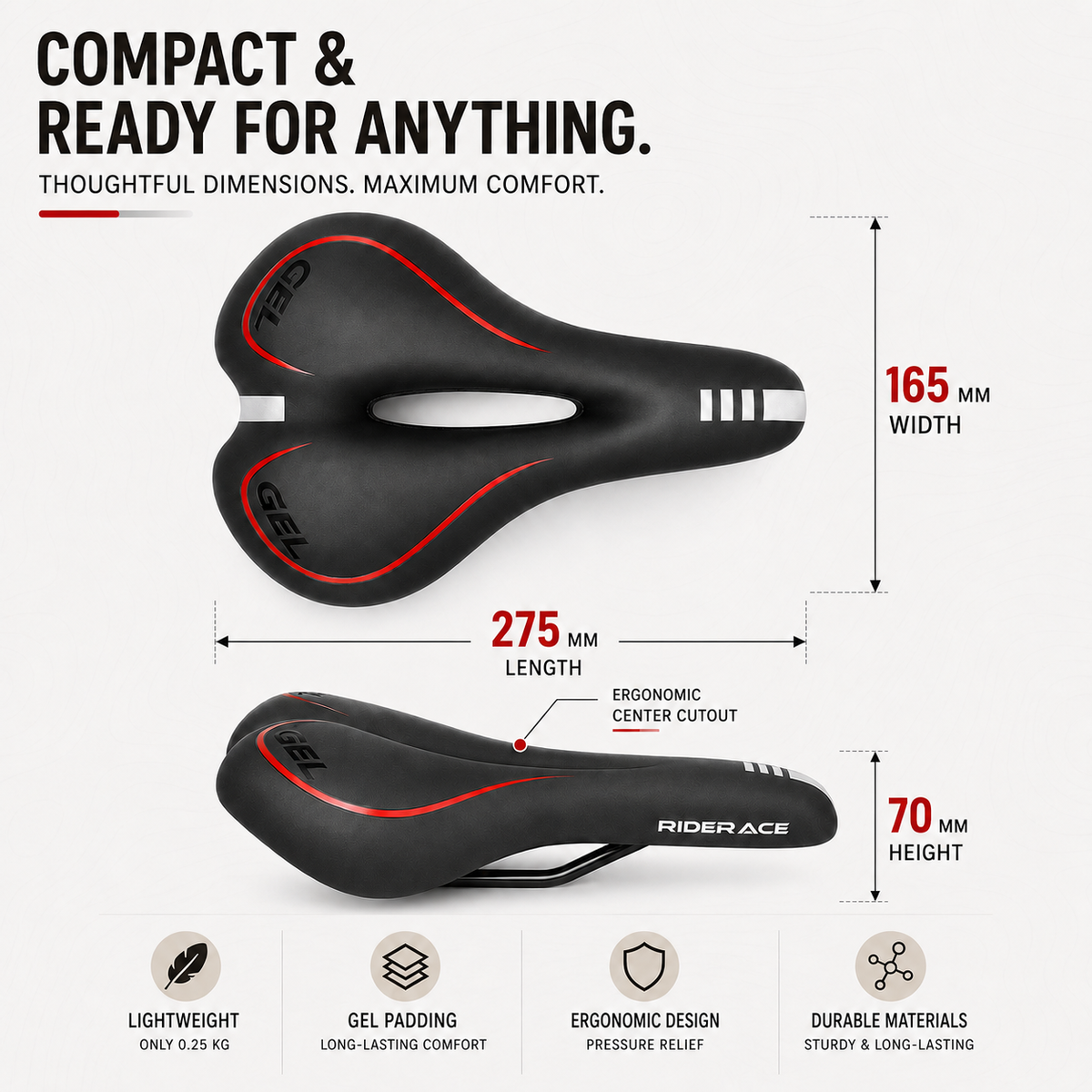 Ergonomic Bike Saddle with Pressure-Relieving Cutout and Foam Padding for Comfortable Long Bike Rides | Sansoti