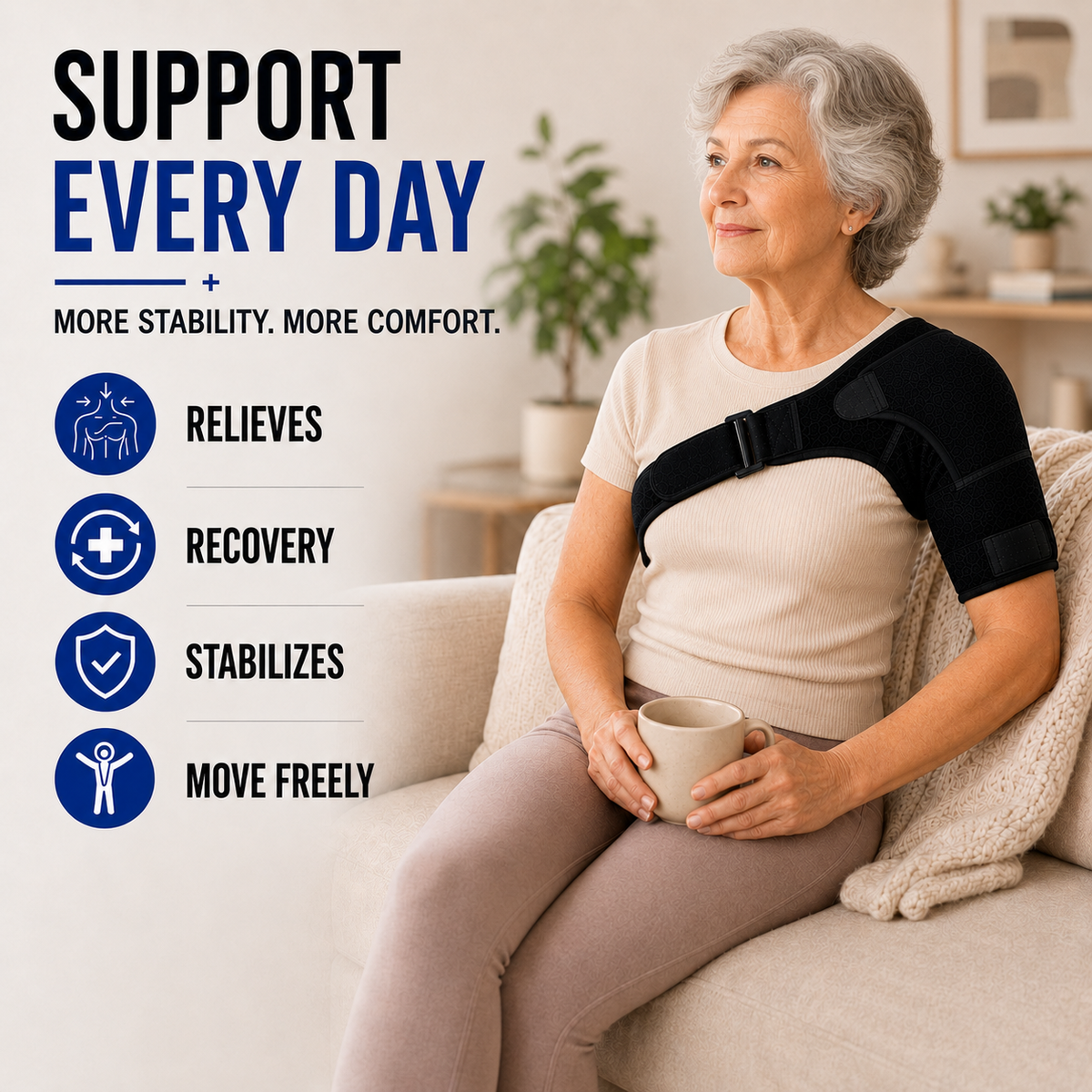 Adjustable Shoulder Brace for Optimal Stability Support for Pain Injuries Recovery and Prevention | Sansoti