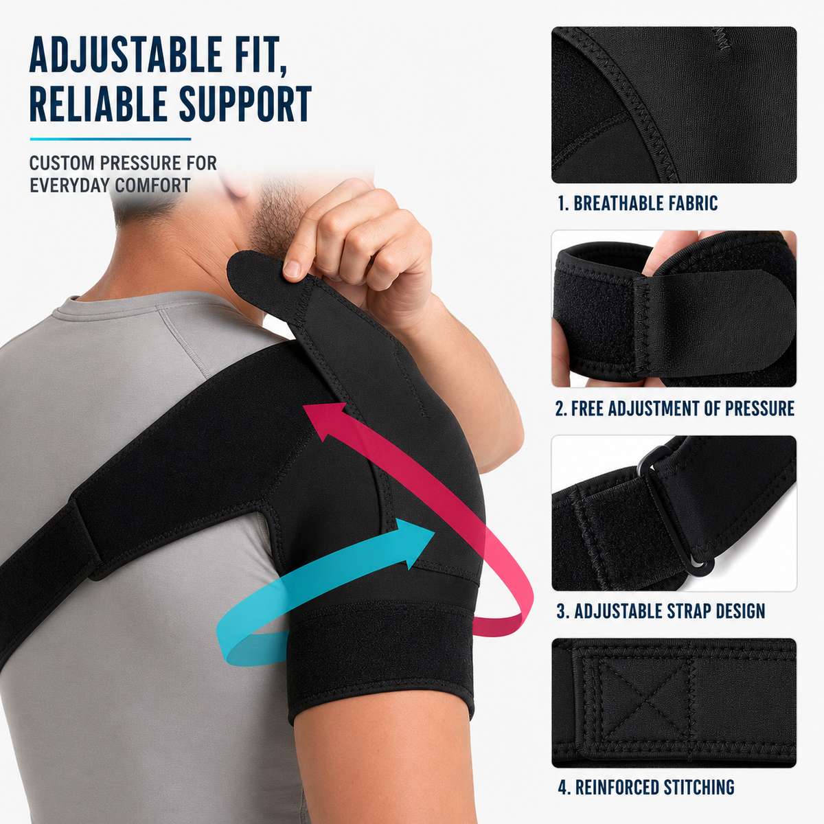 Adjustable Shoulder Brace for Optimal Stability Support for Pain Injuries Recovery and Prevention | Sansoti