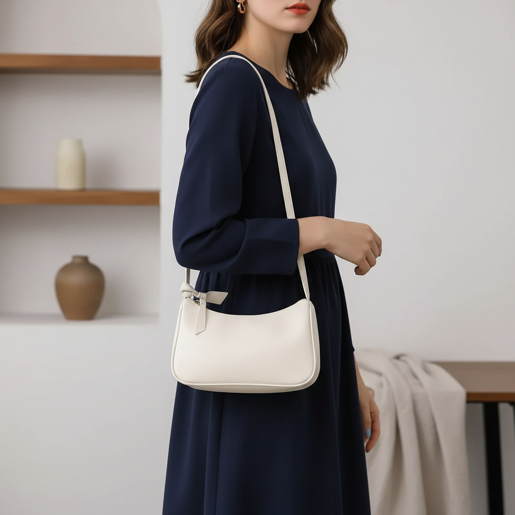 Compacte Schoudertas Baguette Vorm PU Leer Dames Crossbody Handtas Stijlvol Dagelijks Gebruik Elegant | Sansoti