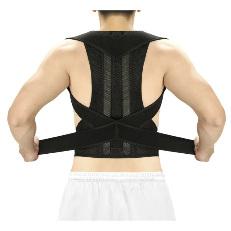Adjustable One-Piece Back Brace, Posture Correction, Shoulder and Lumbar Support, Breathable Polyester Back Support | Sansoti