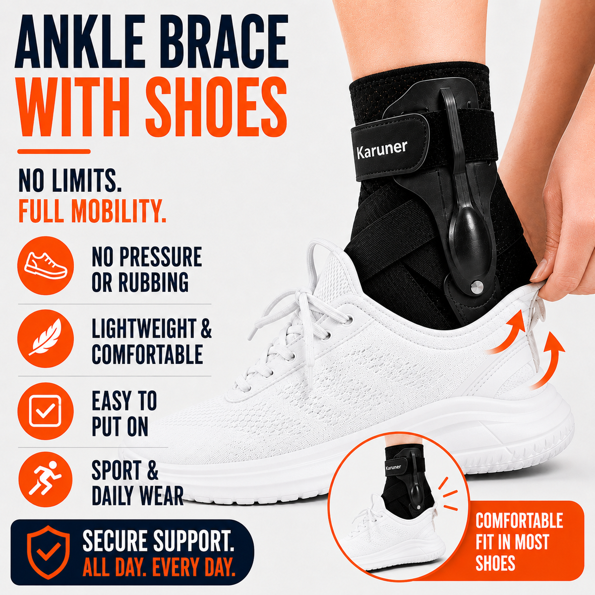 Ankle Brace with Lateral Stabilization for Sports Protection and Recovery Support – Breathable Adjustable Design | Sansoti