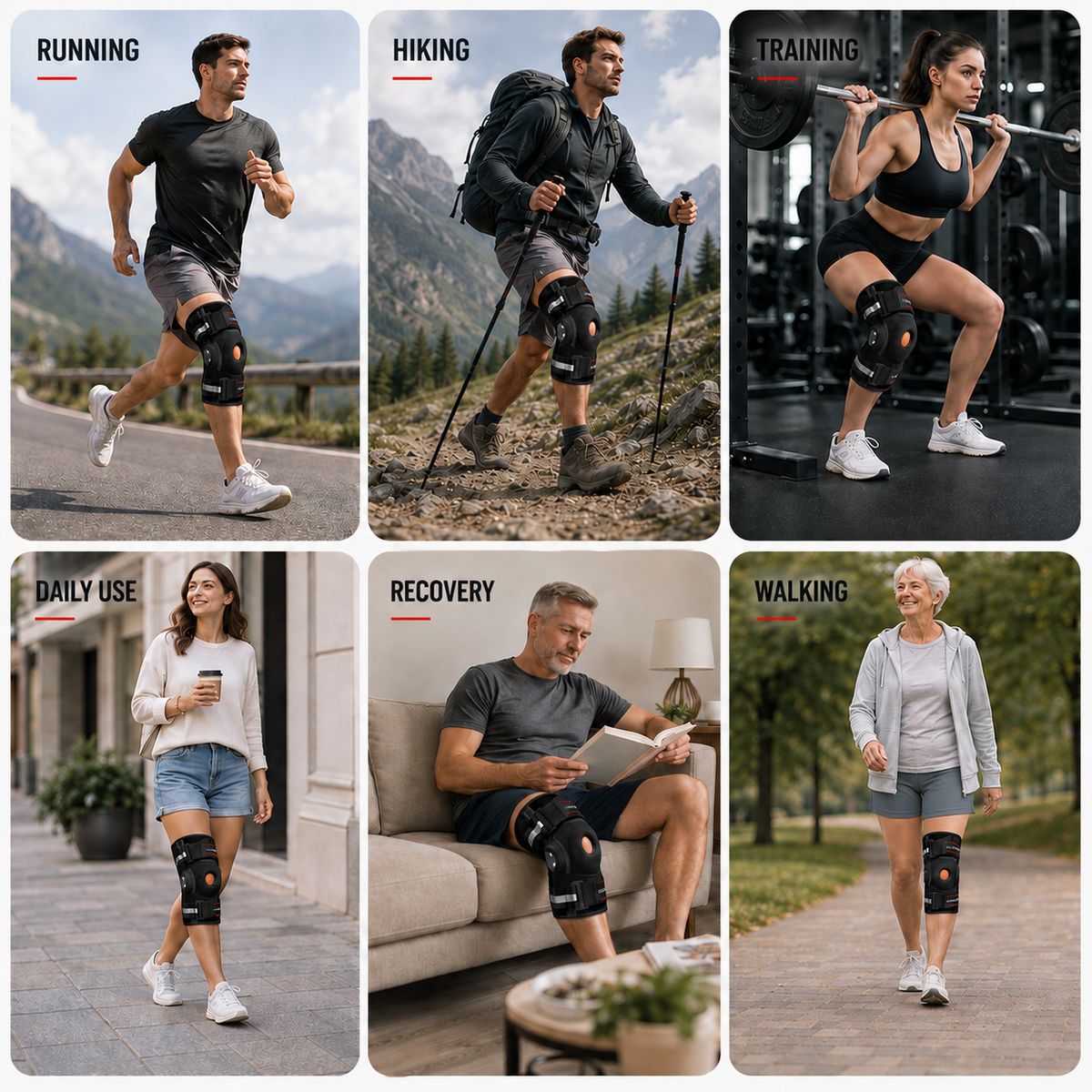Adjustable Hinged Knee Brace – Lateral Stabilization & Patella Opening – Sports & Daily Use | Sansoti