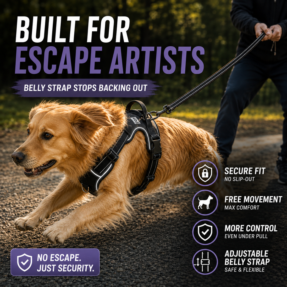 Adjustable No-Pull Dog Harness Chest Harness Reflective Comfortable Safe Walking Dog XS to XL | Sansoti