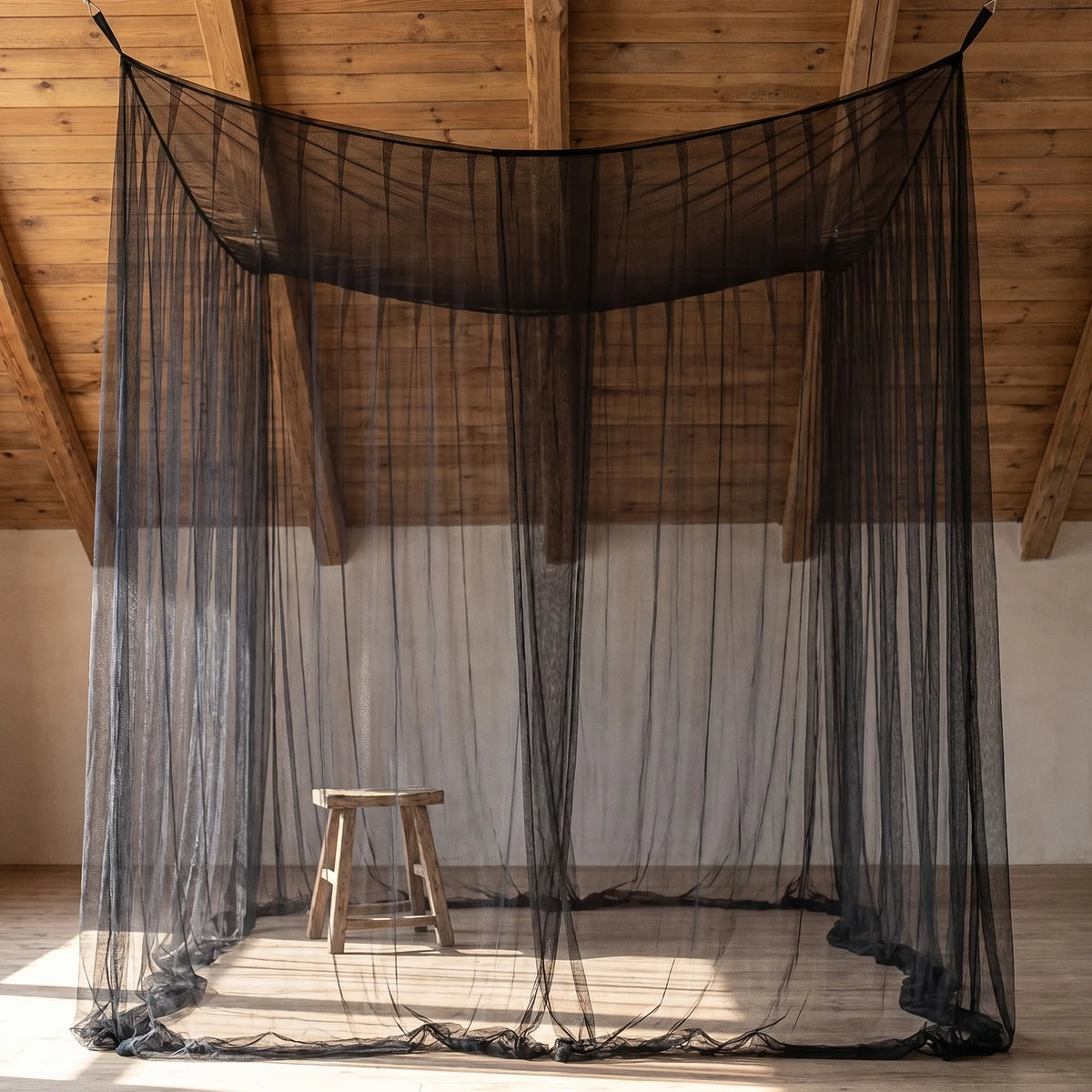 Hängendes Moskitonetz 220x200x200cm Weiß Schwarz Feinmaschiges Polyesternetz für Zelt Camping Schlafzimmer Outdoor | Sansoti