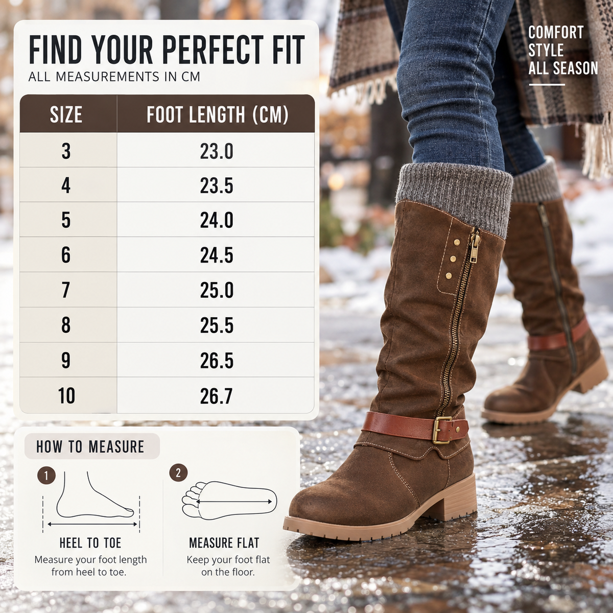 Lined Winter Boots with Orthopedic Support Side Zip 4cm Heel Height Warm Calf Boots for Women and Men | Sansoti