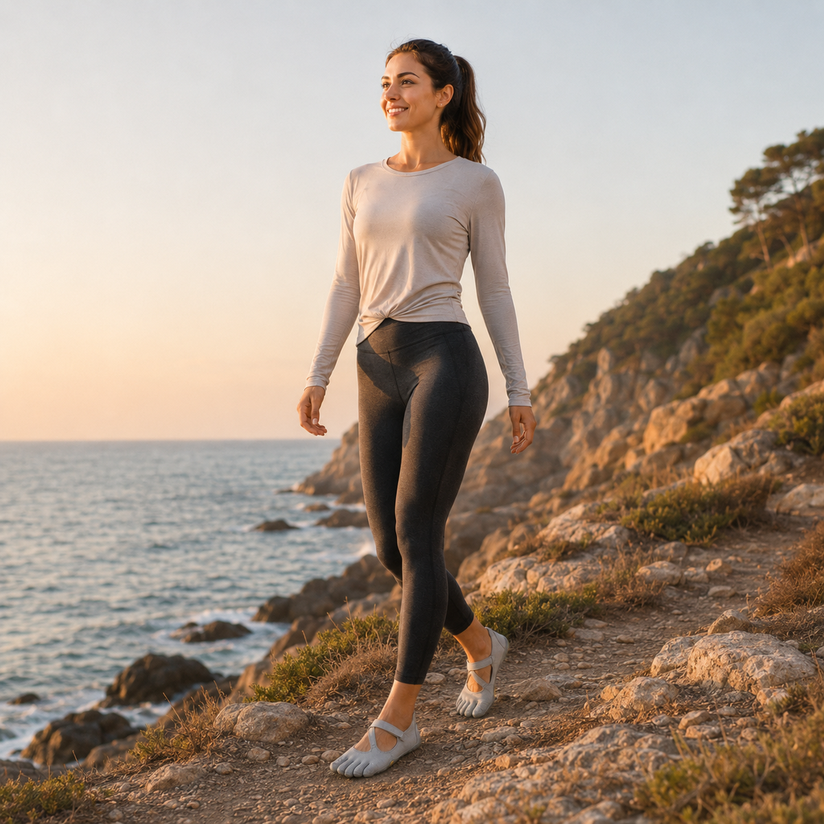 Vijfteenschoen Dames Trailloopschoen Barefoot Zwart Grijs Roze Flexibel Natuurlijk Wandelpad Outdoor Sportschoen | Sansoti