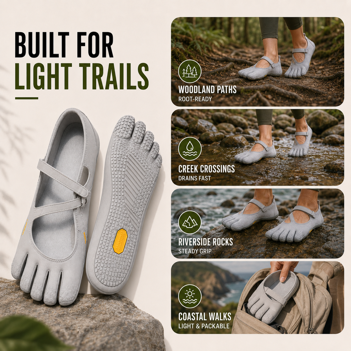 Vijfteenschoen Dames Trailloopschoen Barefoot Zwart Grijs Roze Flexibel Natuurlijk Wandelpad Outdoor Sportschoen | Sansoti