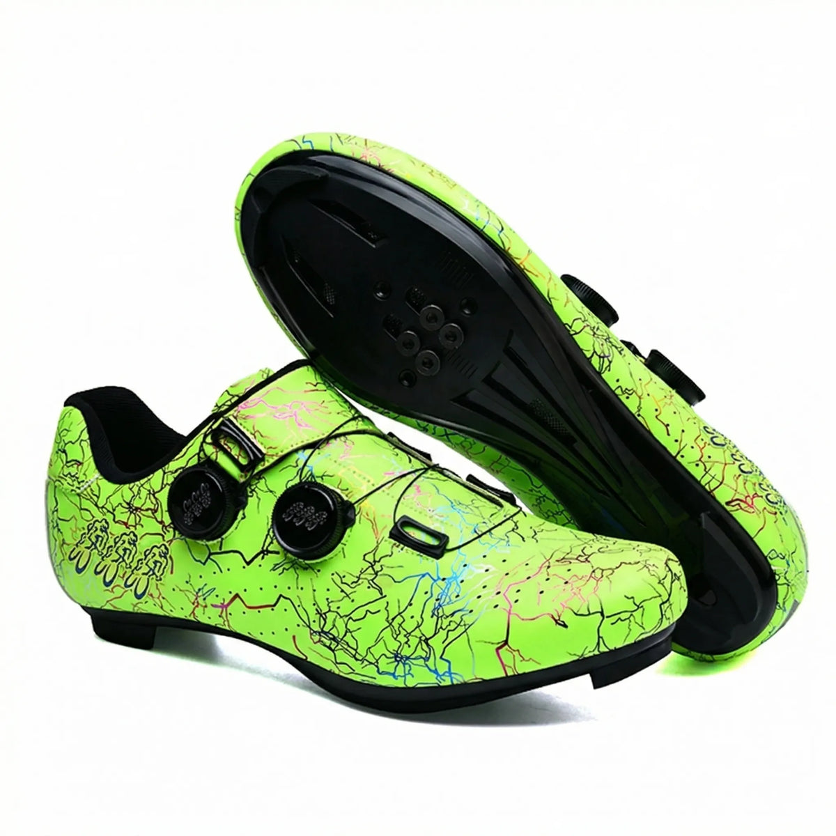 Fahrradschuhe SPD-kompatibel mit Drehverschlusssystem Unisex Radsport MTB Mountainbike Rennrad Weiß Grün Blau | Sansoti