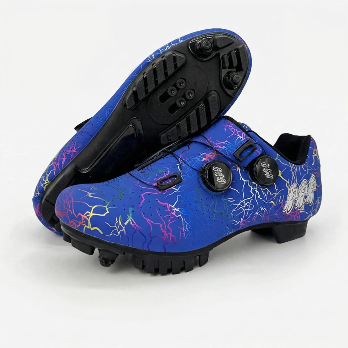 Fahrradschuhe SPD-kompatibel mit Drehverschlusssystem Unisex Radsport MTB Mountainbike Rennrad Weiß Grün Blau | Sansoti