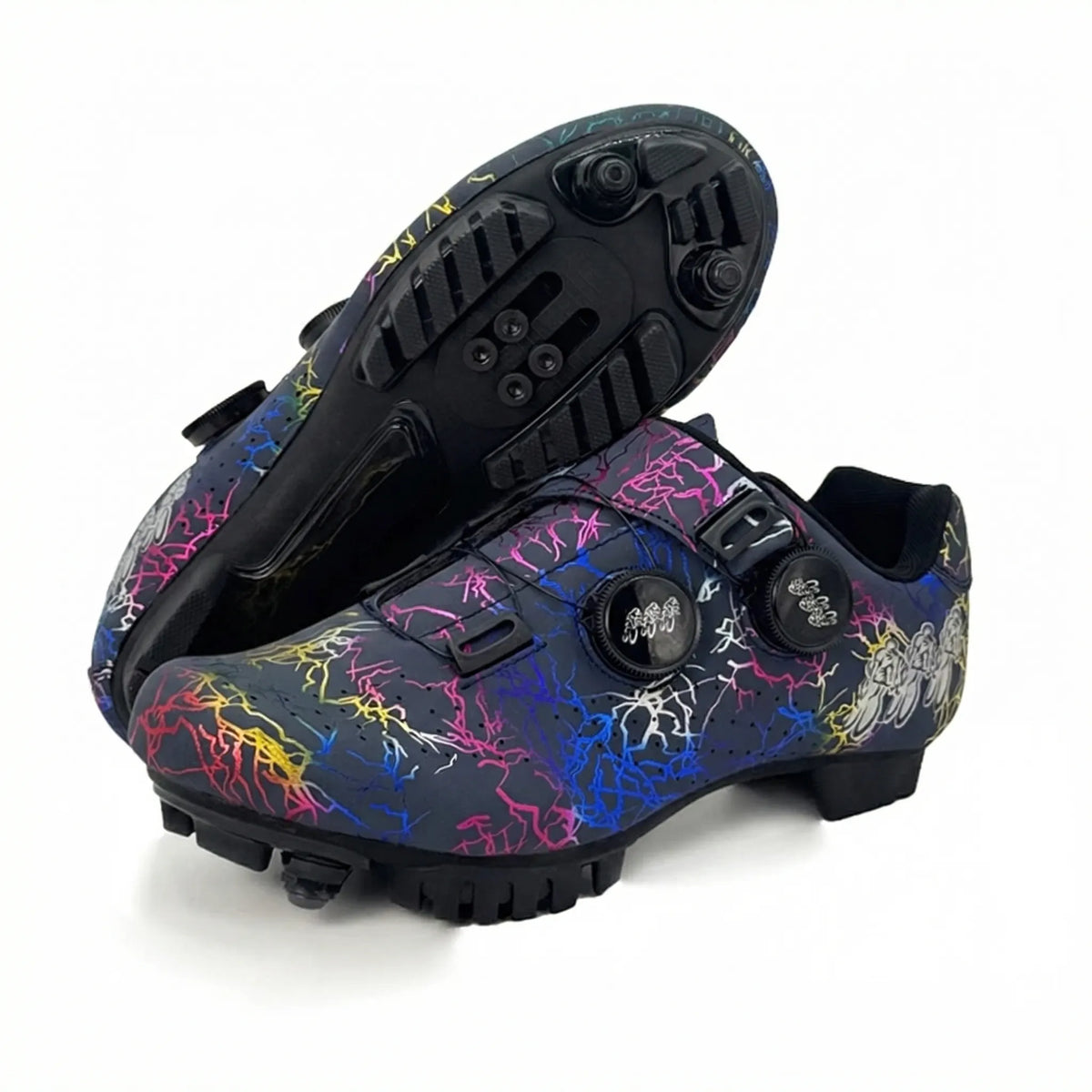 Fahrradschuhe SPD-kompatibel mit Drehverschlusssystem Unisex Radsport MTB Mountainbike Rennrad Weiß Grün Blau | Sansoti