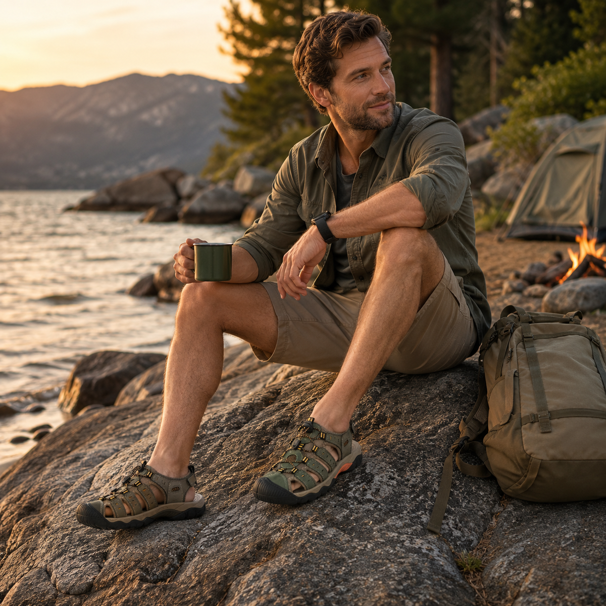 Breathable Outdoor Sandals for Men, Open Toe, Waterproof, Beach, Hiking, Summer, Trekking, Comfortable, Sporty | Sansoti