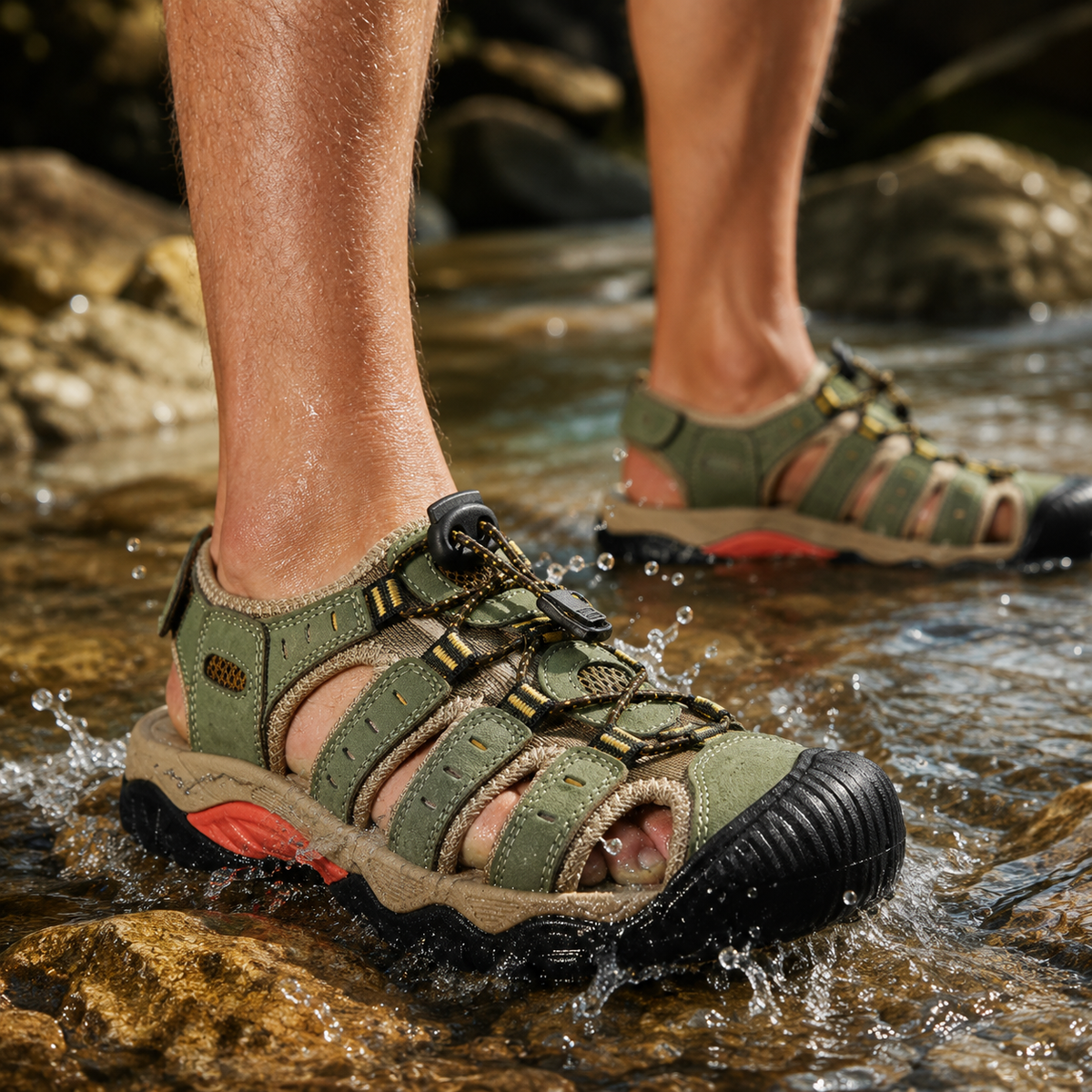 Breathable Outdoor Sandals for Men, Open Toe, Waterproof, Beach, Hiking, Summer, Trekking, Comfortable, Sporty | Sansoti