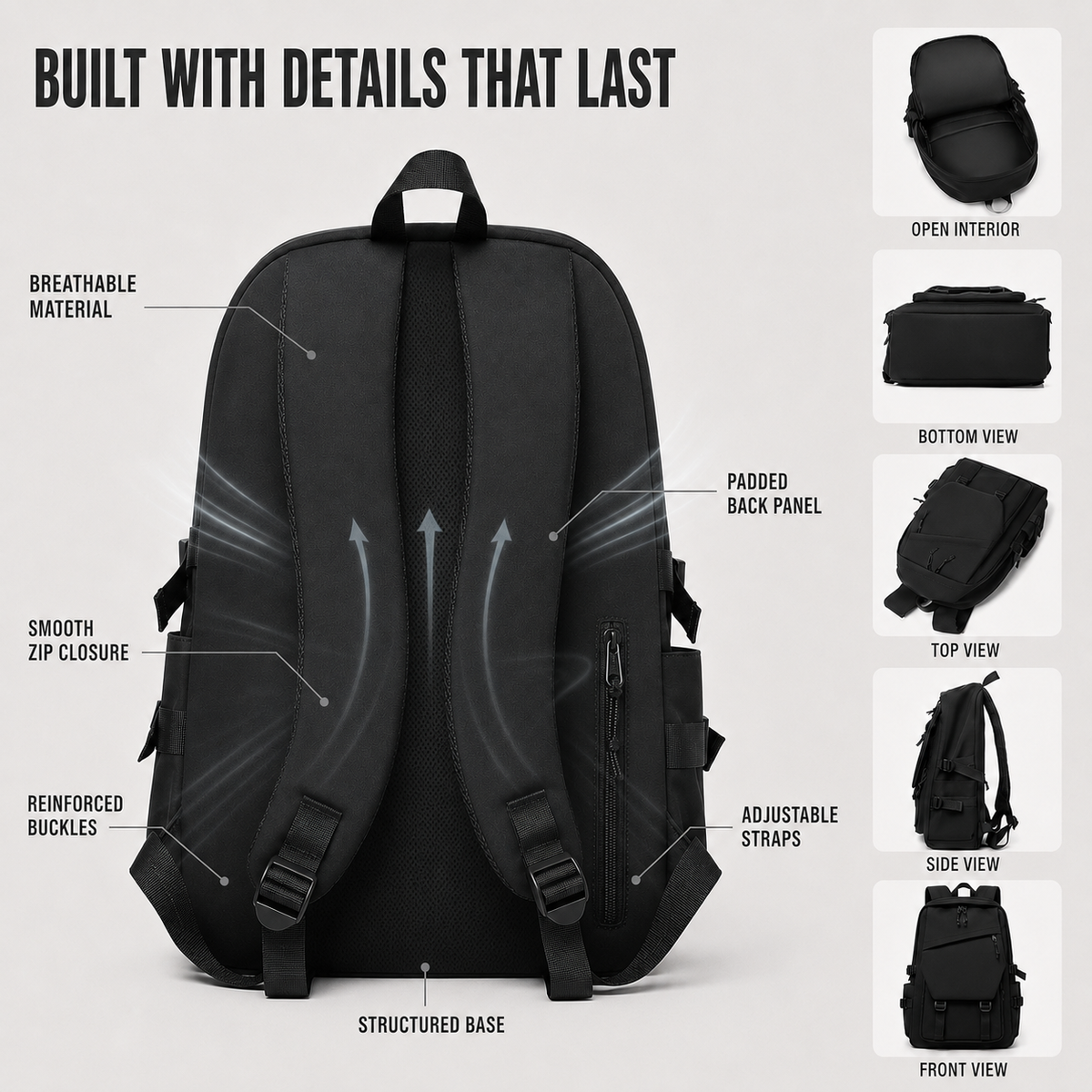 Laptop-Rucksack 15 Zoll mit großem Volumen, Schul-, Arbeits- und Reiserucksack für den Alltag mit gepolsterten Schulterriemen | Sansoti