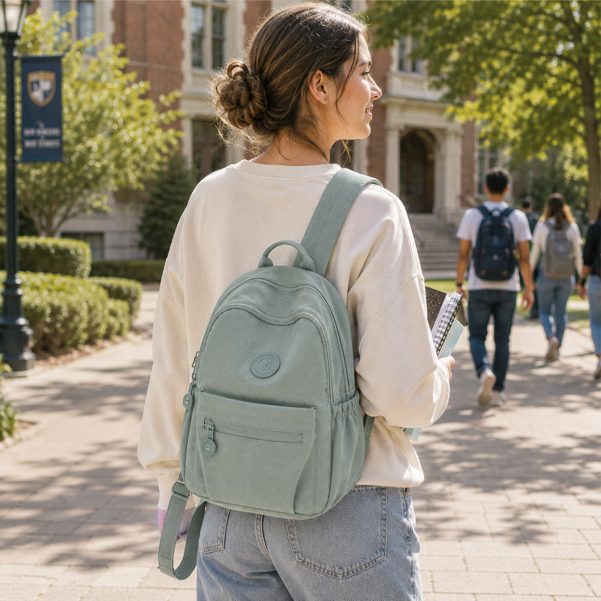 Kompakter Mini-Rucksack aus Nylon, 11 l, für den täglichen Gebrauch, diebstahlsicher, mehrere Fächer, verstellbar, leicht | Sansoti
