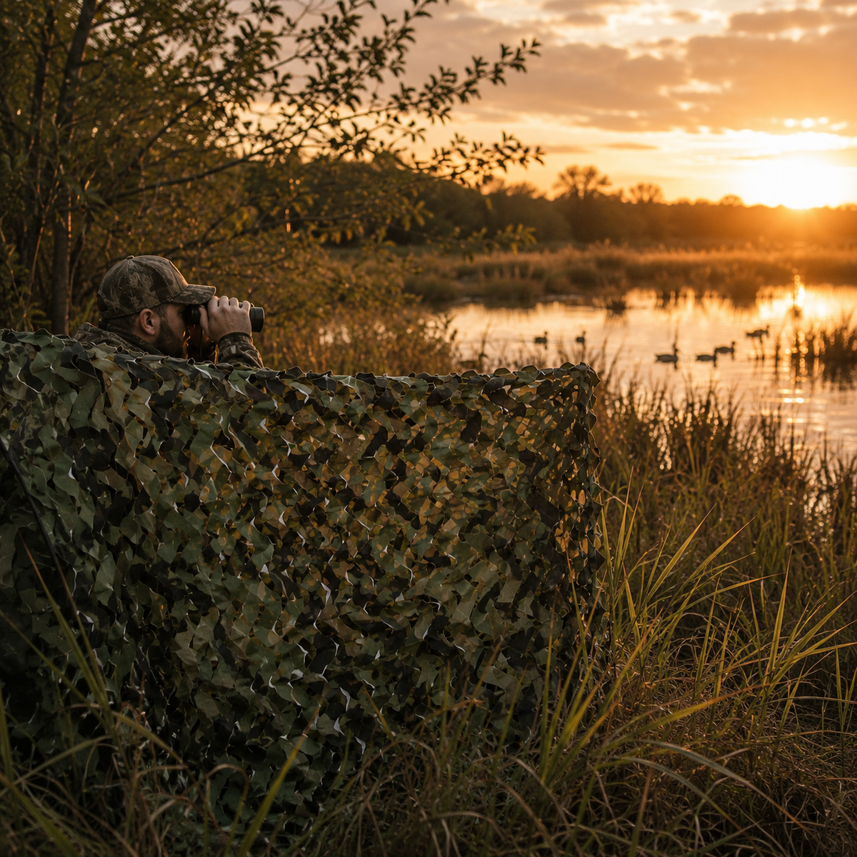 Camouflage-Schattennetz auf Rolle aus Nylon-Mesh als Sonnenschutz, Gartenabgrenzung, Abdeckung, Outdoor-, Jagd- und Gartendekoration | Sansoti