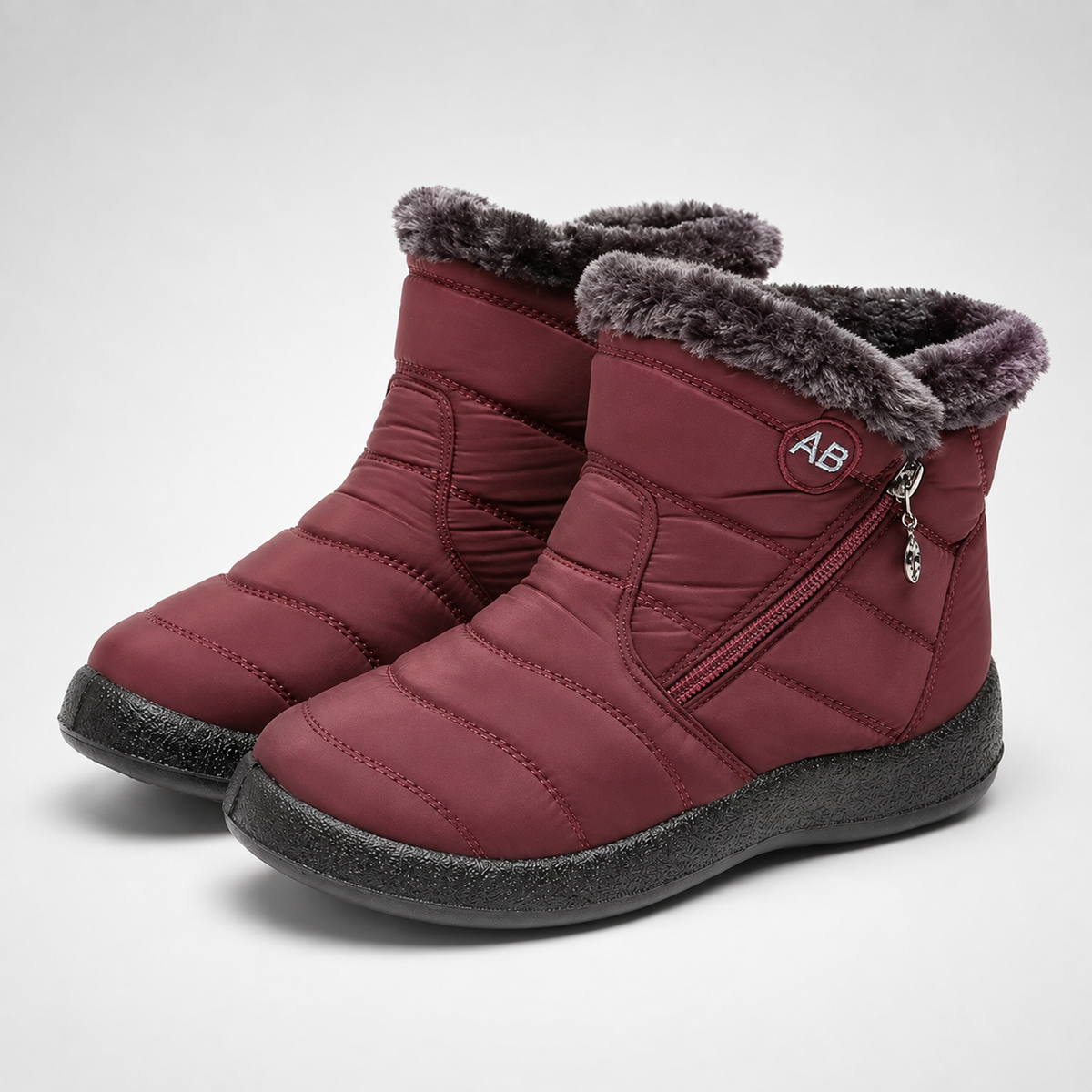 Wasserdichte Winterstiefeletten Damen Warm gefüttert Rutschfeste Sohle Seitlicher Reißverschluss Schneestiefel Bequem Outdoor | Sansoti