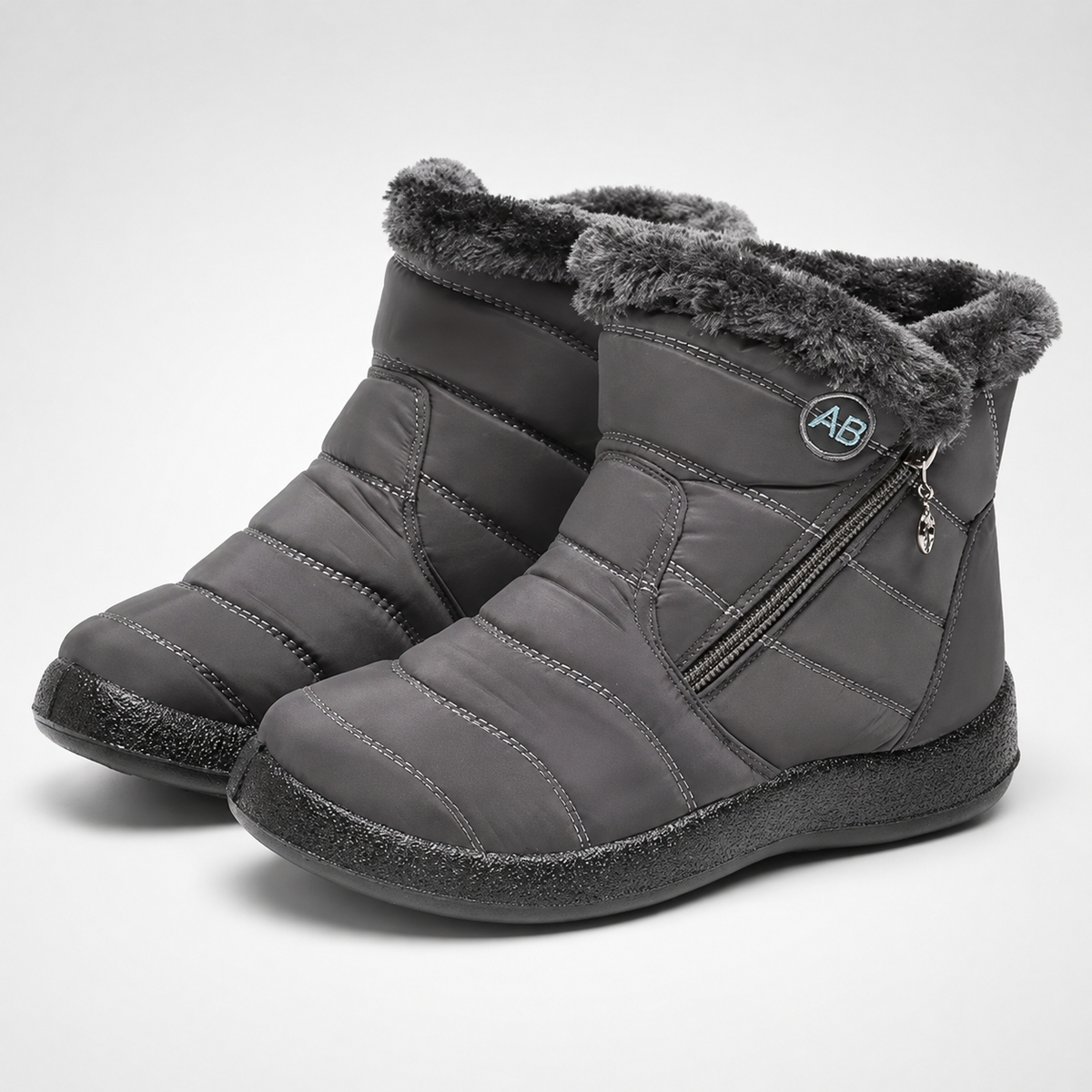 Wasserdichte Winterstiefeletten Damen Warm gefüttert Rutschfeste Sohle Seitlicher Reißverschluss Schneestiefel Bequem Outdoor | Sansoti