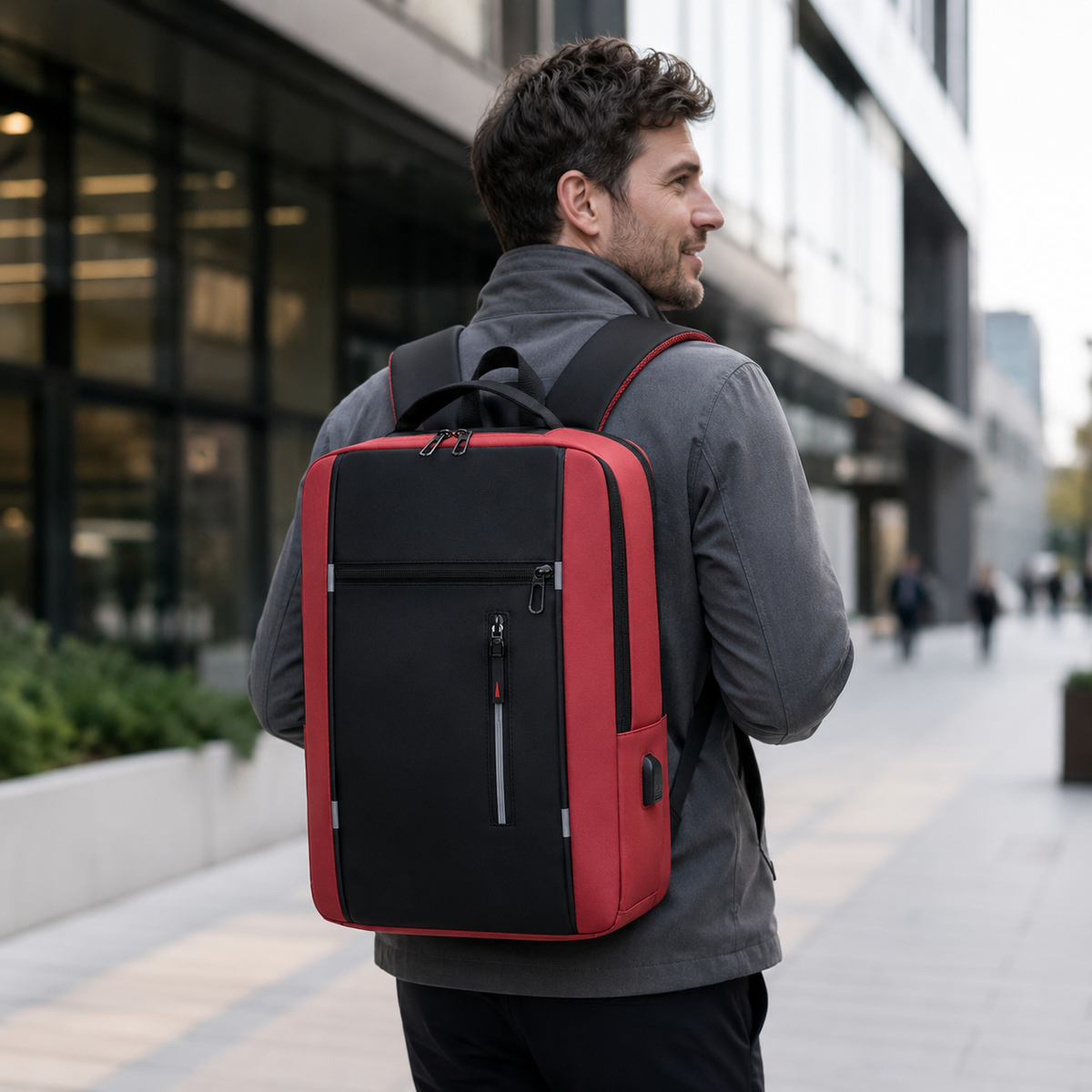 Waterdichte Rugzak met USB-Poort 15.6 Inch Laptopvak Ergonomische Schouderbanden voor Dagelijks Gebruik Reizen | Sansoti