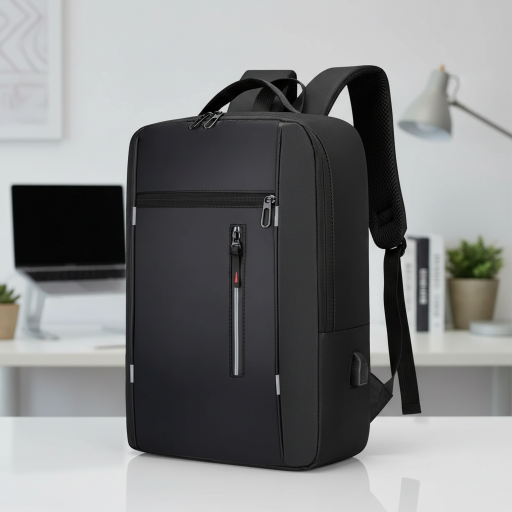 Waterdichte Rugzak met USB-Poort 15.6 Inch Laptopvak Ergonomische Schouderbanden voor Dagelijks Gebruik Reizen | Sansoti