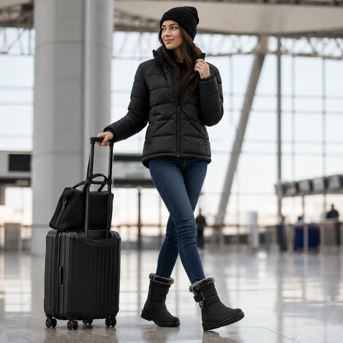 Gefütterte Winterstiefel Damen Wasserabweisend Klettverschluss Rutschfeste Schneestiefel Warm Gefüttert Komfortabel | Sansoti