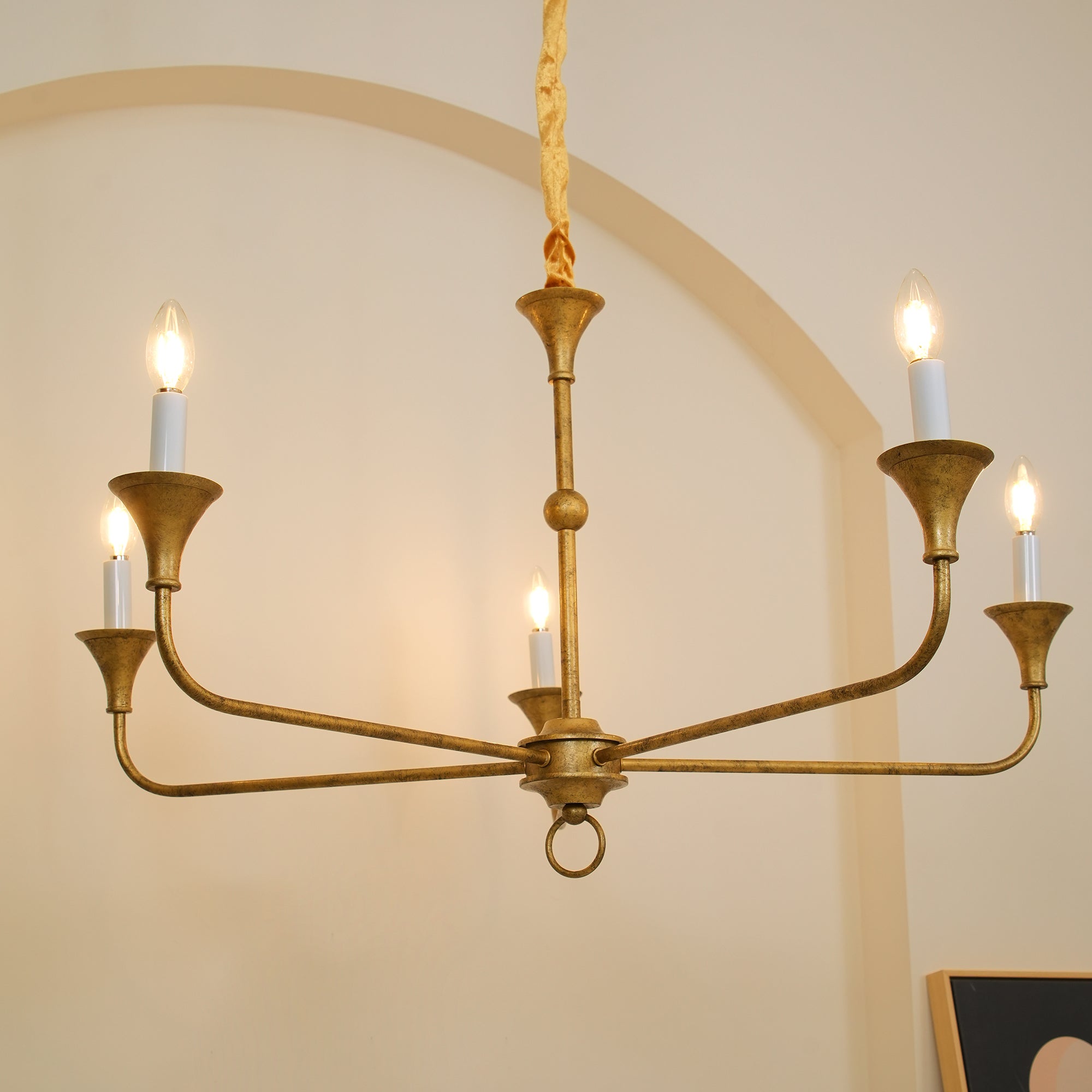Lampe Bougie Lustre Laiton Métal Or Noir Blanc Nickel Salon Salle à Manger 5 6 Bras Suspension Vintage Lustre Bougies | Restfield