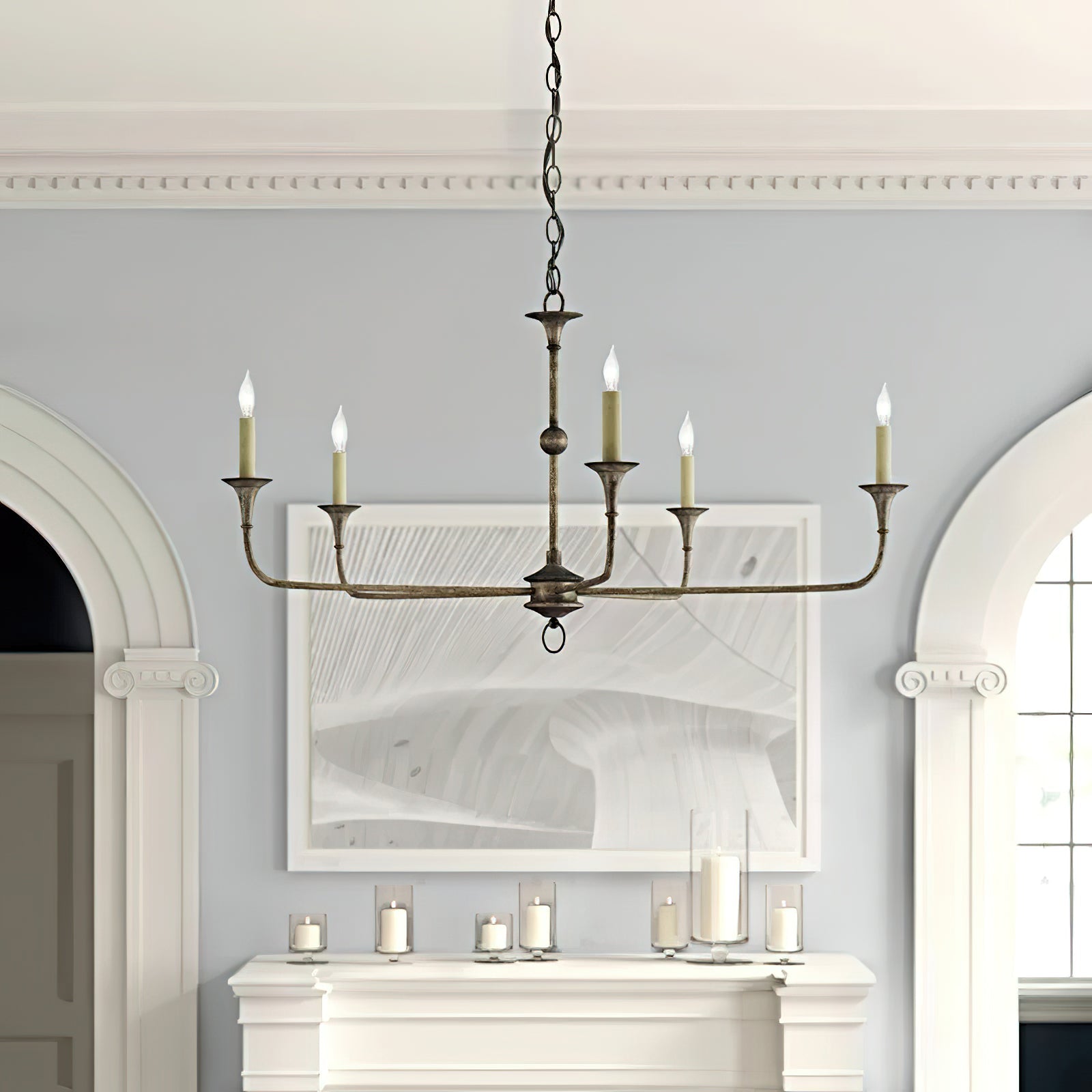 Lampe Bougie Lustre Laiton Métal Or Noir Blanc Nickel Salon Salle à Manger 5 6 Bras Suspension Vintage Lustre Bougies | Restfield