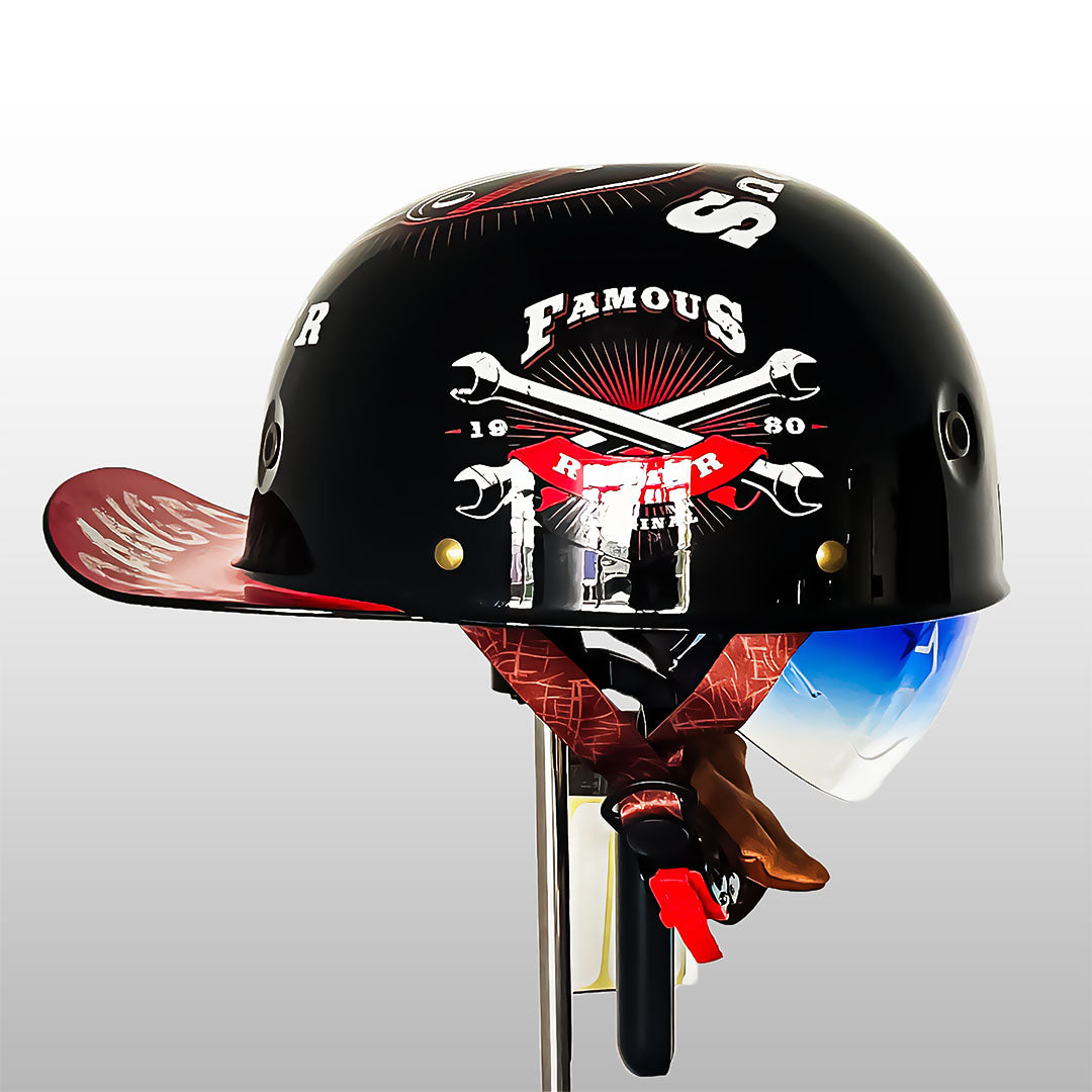 Half-Face Motorhelm met DOT & ECE Certificering - Sportieve Baseballcap Stijl Veiligheidshelm voor Scooter | Sansoti