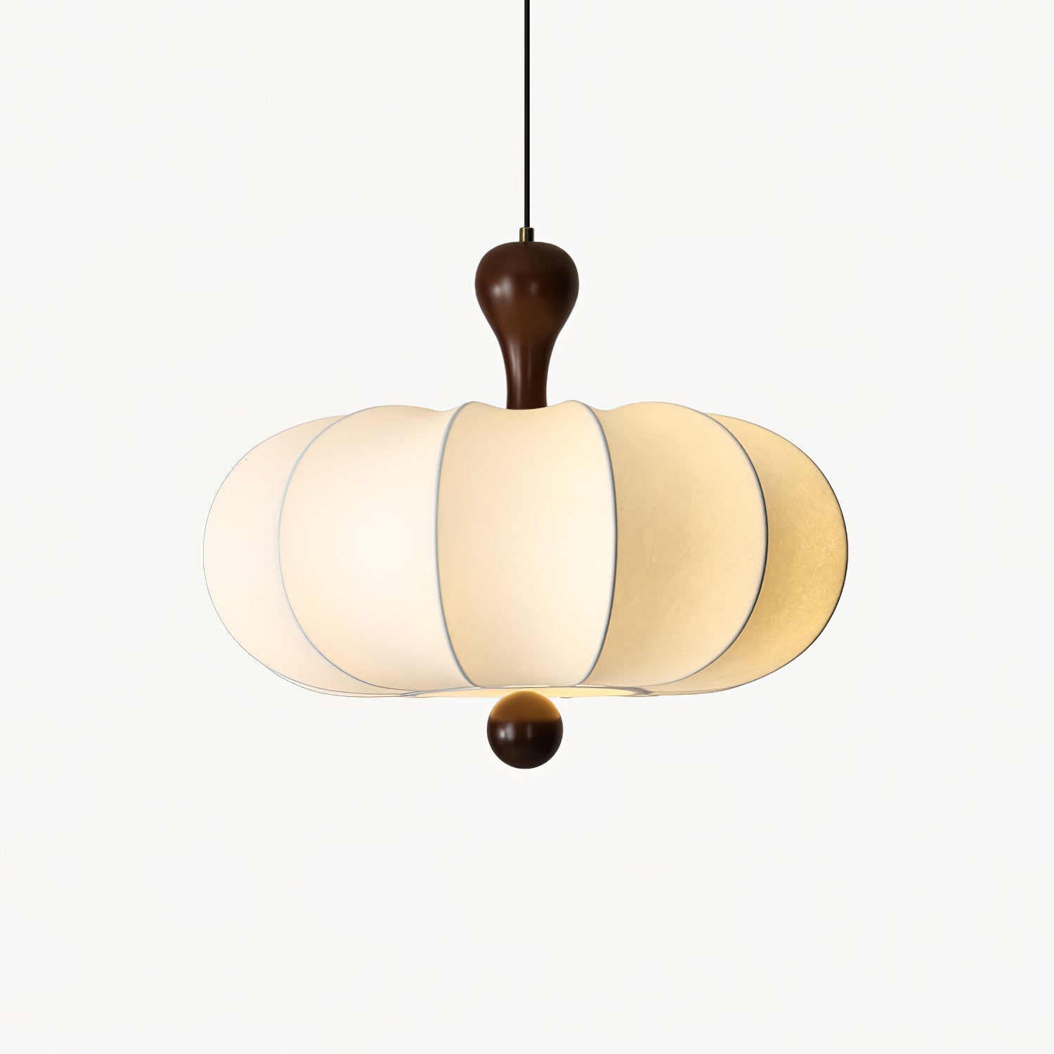 Hanglamp Stof Walnoothout Wit Eettafel Woonkamer Japandi Hanglamp Stoffen Lampionlamp Hal | Sansoti