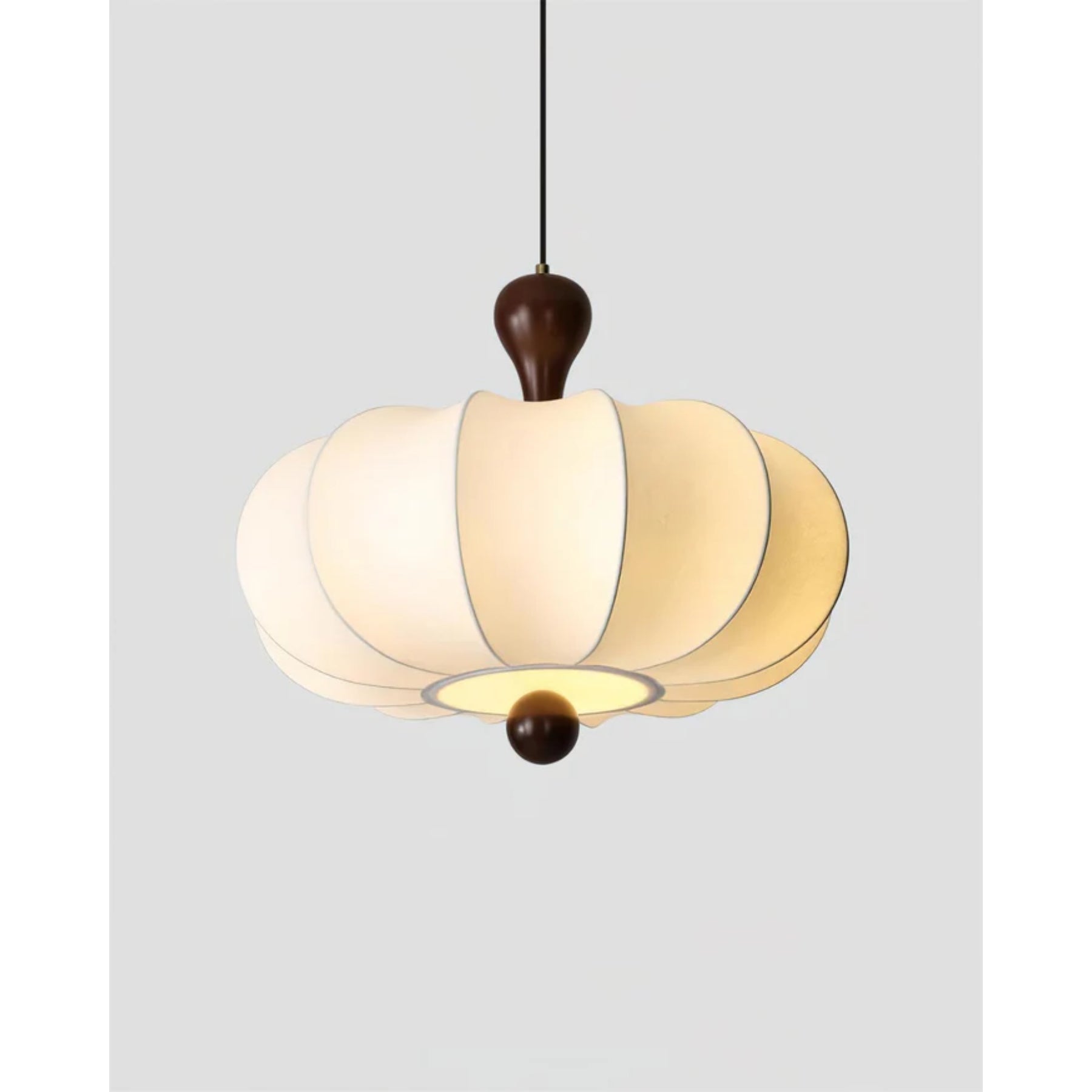 Hanglamp Stof Walnoothout Wit Eettafel Woonkamer Japandi Hanglamp Stoffen Lampionlamp Hal | Sansoti