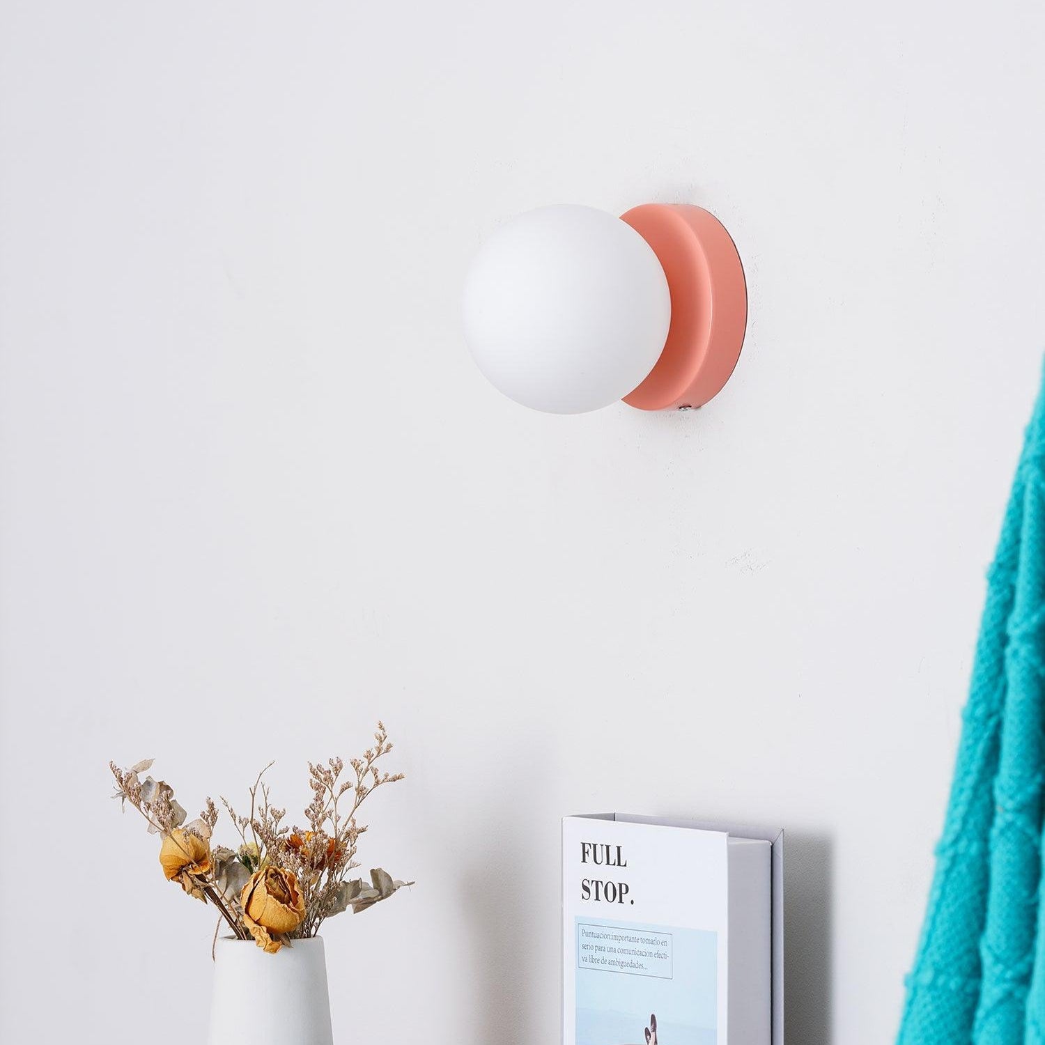 Nuvol Wandlamp — Metalen Wandspot met Glazen Bol ø12cm — Compacte Wandverlichting in 5 Kleuren | Sansoti