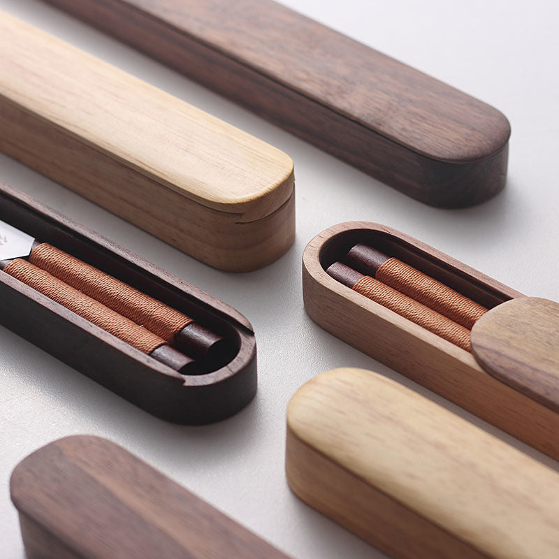 Essstäbchen Schwarz Walnussholz Handgemacht Japan Dekoratives Seil Holz-Geschenkbox | Restfield