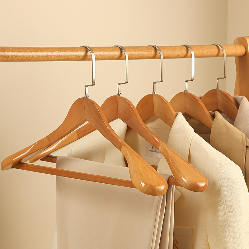 Kledinghangers Hout Metaal Donkerbruin Garderobe Kast Jas Hanger Set Luxe Kledinghanger Antislip Vormbehoud | Sansoti