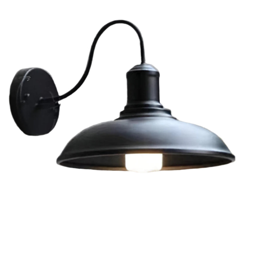 Buitenlamp Wandlamp Industrieel Vintage IJzer Kom Zwart 37cm LED | Sansoti