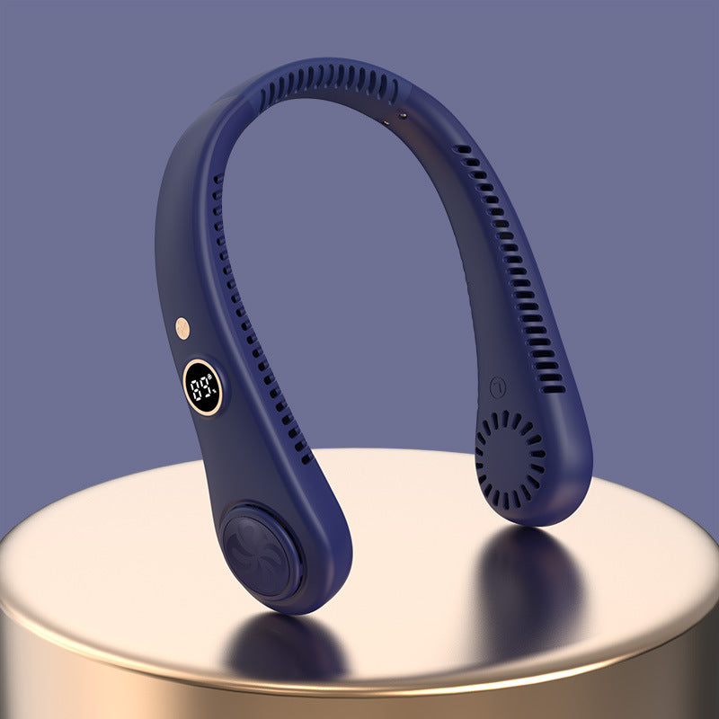 Draagbare oplaadbare nekventilator met 3 snelheden, led-display en handsfree koeling voor sport, buitengebruik en reizen | Sansoti