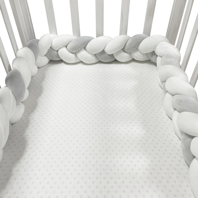 Handgewebter Bettumrandung Babybett 100-500cm Atmungsaktive Baumwolle Schutz fürs Babyzimmer Sicher Weich Verschiedene Farben | Sansoti
