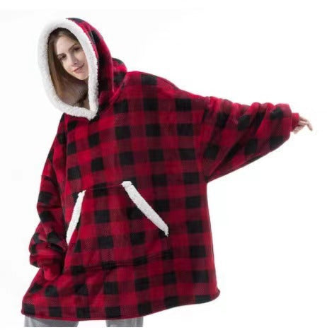 Oversized Sherpa Fleece Hoodie Luksusowe ciepło Uniwersalny rozmiar XXL Zimowy komfort Odzież domowa Koc Loungewear Miękki polar | Sansoti