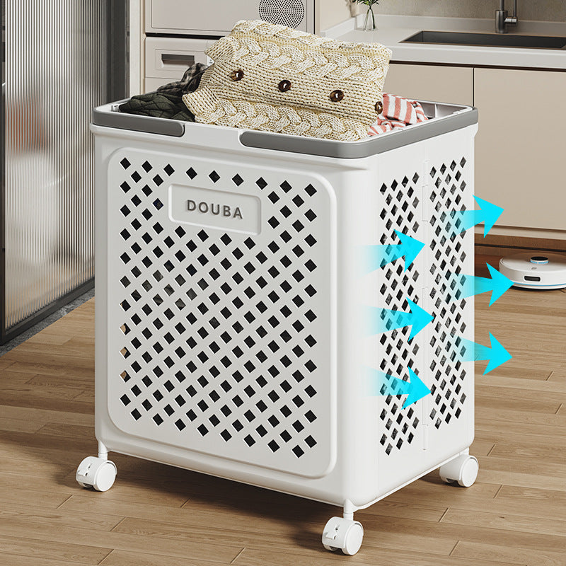 Foldable Laundry Basket on Wheels Collapsible Water-Repellent Laundry Hamper for Bathroom Household Storage | Sansoti