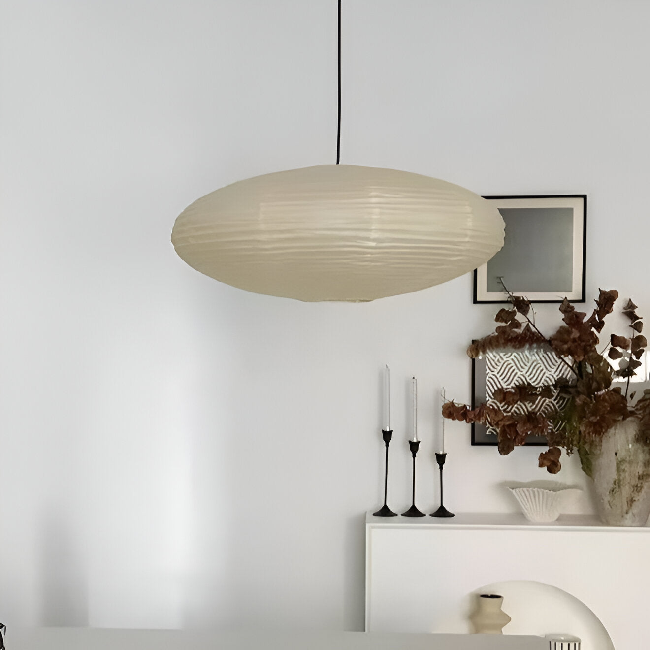 Plafondlamp Mulberry Papier Japandi Design Ø50 Ø60 LED Dimbaar Wit Geometrisch | Sansoti